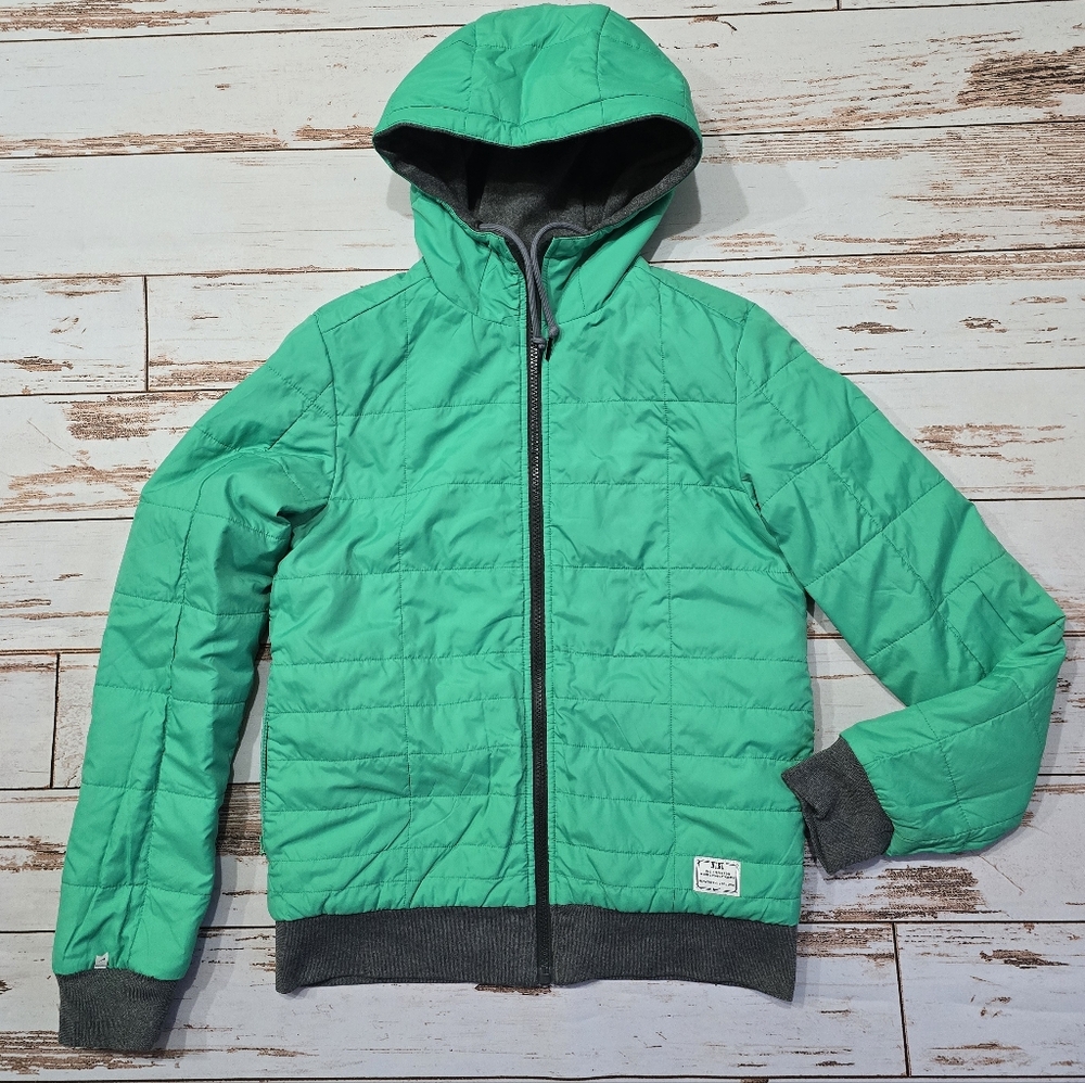Nike Puffer Jacket Reversible Coat Green Gray Womens S